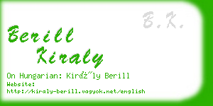 berill kiraly business card